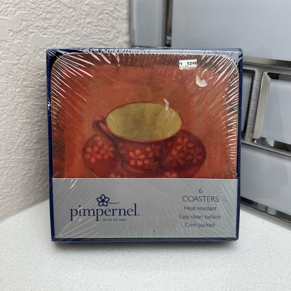 Teacup Coasters Pimpernel Floral Flowers Brown Gold Copper Colored Set of 6 - Picture 2 of 6